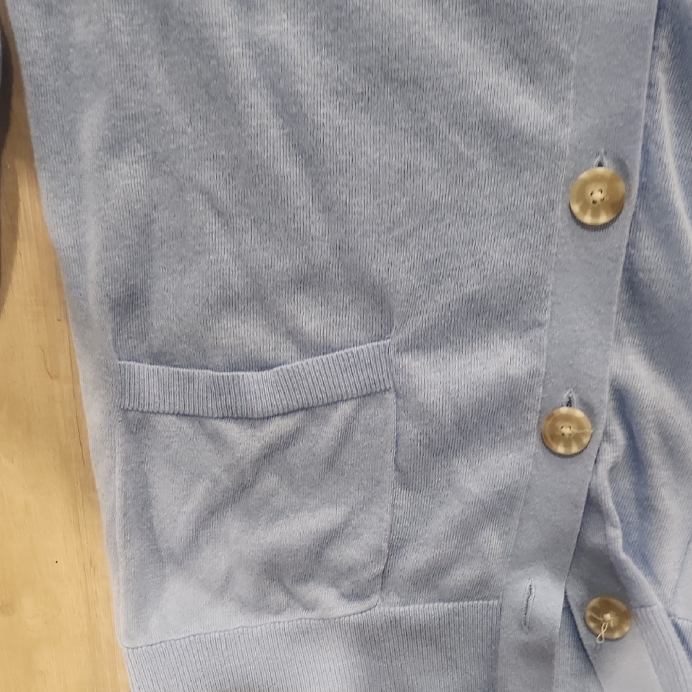 LOFT Light Blue V-Neck Button Cardigan - Picture 5 of 7